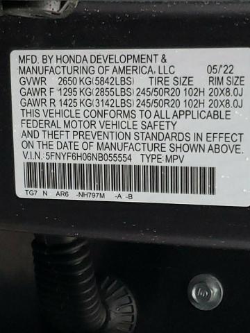 Photo 12 VIN: 5FNYF6H06NB055554 - HONDA PILOT ELIT 