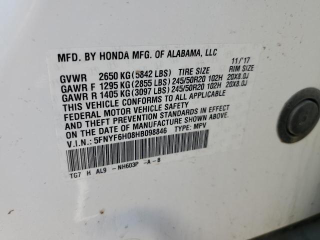 Photo 12 VIN: 5FNYF6H08HB098846 - HONDA PILOT 