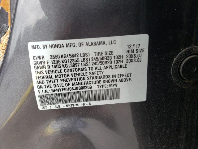 Photo 13 VIN: 5FNYF6H08JB000209 - HONDA PILOT 