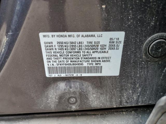 Photo 12 VIN: 5FNYF6H09JB049595 - HONDA PILOT 