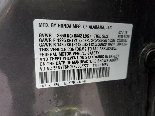 Photo 12 VIN: 5FNYF6H09KB002777 - HONDA PILOT 