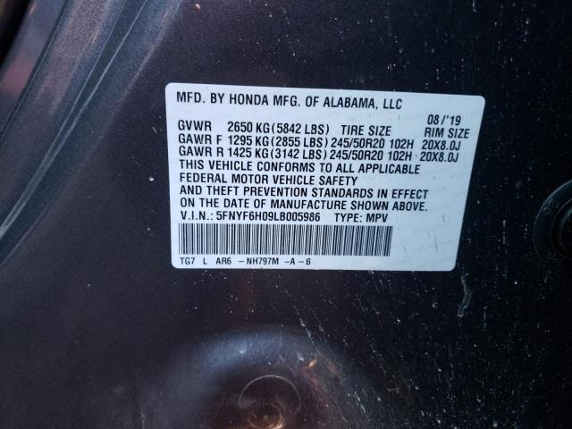 Photo 9 VIN: 5FNYF6H09LB005986 - HONDA PILOT ELIT 