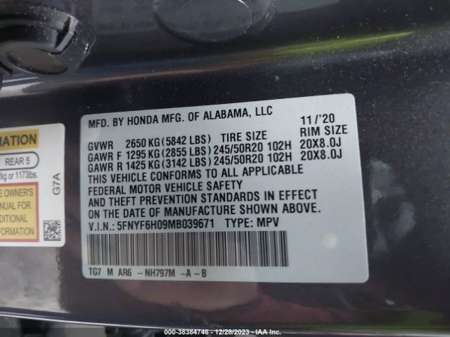 Photo 8 VIN: 5FNYF6H09MB039671 - HONDA PILOT 