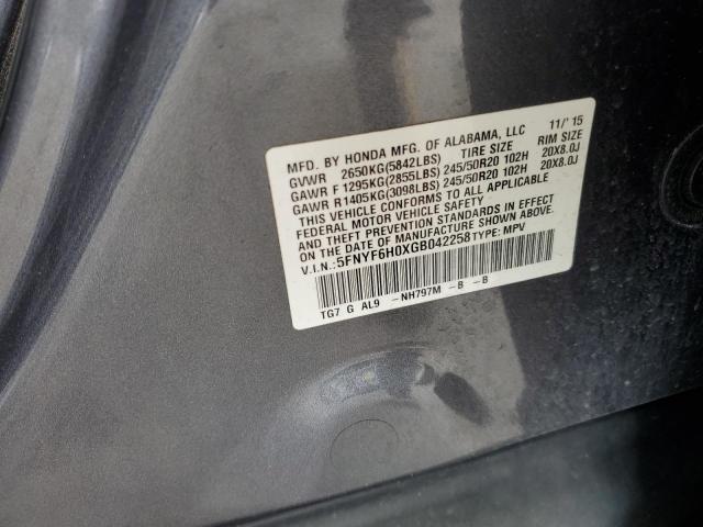 Photo 12 VIN: 5FNYF6H0XGB042258 - HONDA PILOT 