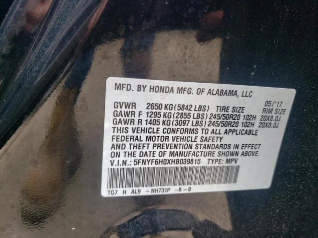 Photo 12 VIN: 5FNYF6H0XHB039815 - HONDA PILOT 