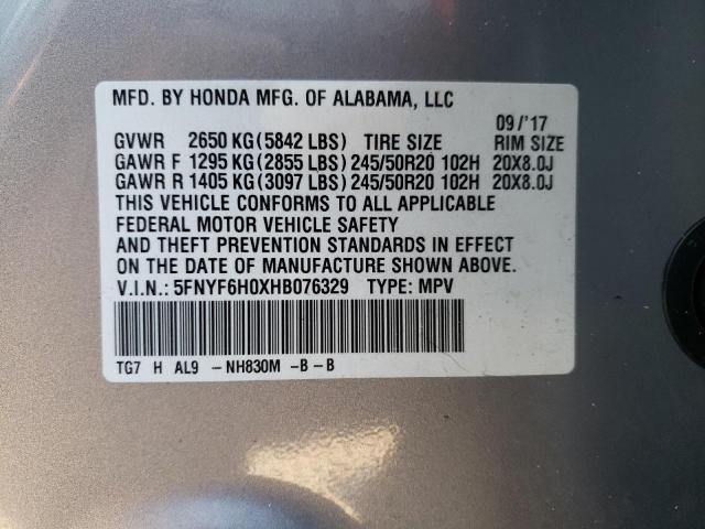 Photo 9 VIN: 5FNYF6H0XHB076329 - HONDA PILOT ELIT 