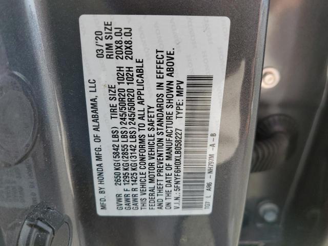 Photo 12 VIN: 5FNYF6H0XLB058227 - HONDA PILOT ELIT 