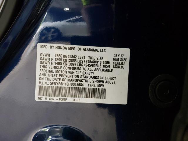 Photo 13 VIN: 5FNYF6H10HB068684 - HONDA PILOT LX 