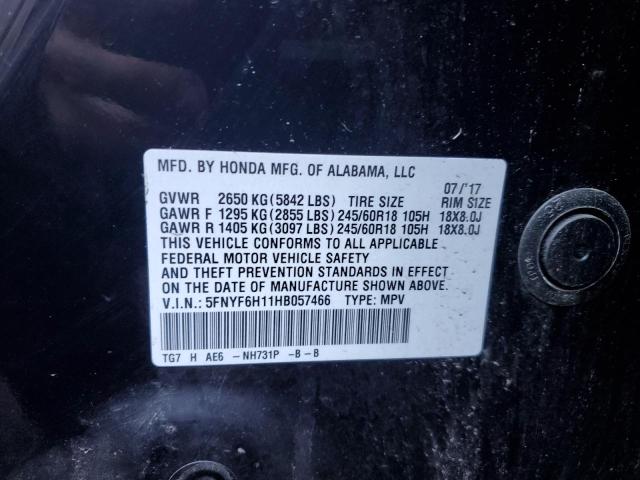 Photo 11 VIN: 5FNYF6H11HB057466 - HONDA PILOT LX 