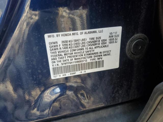 Photo 12 VIN: 5FNYF6H11HB083713 - HONDA PILOT LX 