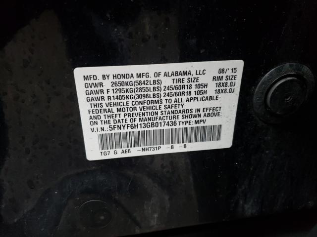 Photo 9 VIN: 5FNYF6H13GB017436 - HONDA PILOT LX 