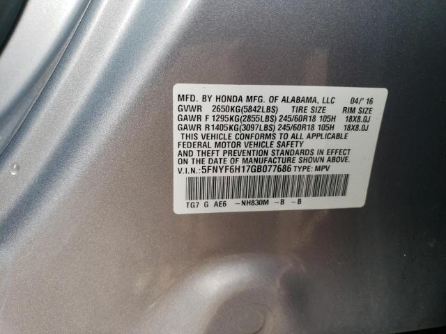 Photo 11 VIN: 5FNYF6H17GB077686 - HONDA PILOT LX 