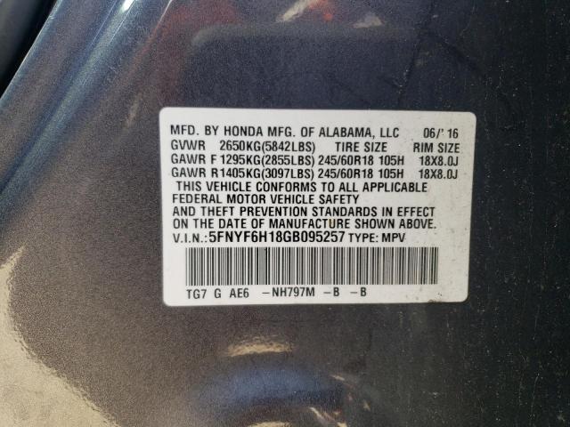 Photo 12 VIN: 5FNYF6H18GB095257 - HONDA PILOT LX 