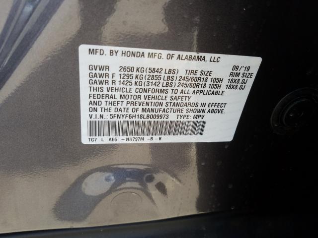 Photo 9 VIN: 5FNYF6H18LB009973 - HONDA PILOT LX 