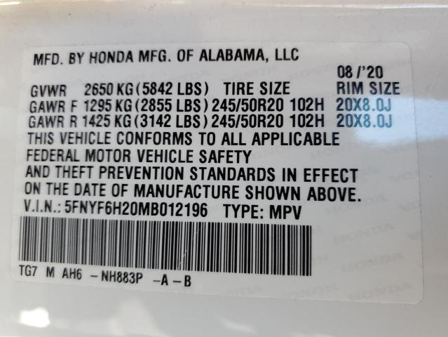 Photo 9 VIN: 5FNYF6H20MB012196 - HONDA PILOT SE 