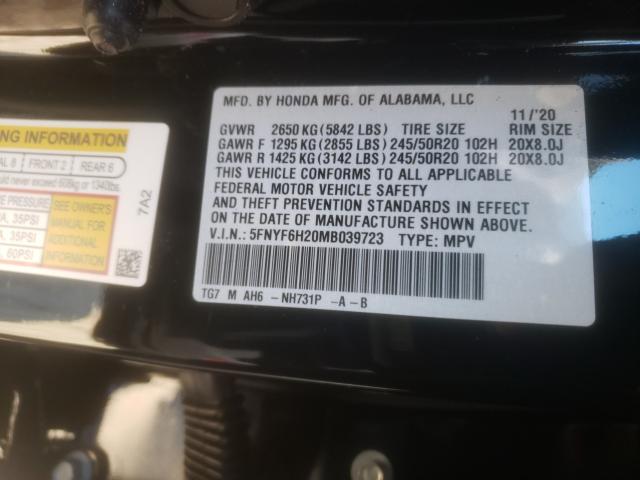 Photo 9 VIN: 5FNYF6H20MB039723 - HONDA PILOT SE 