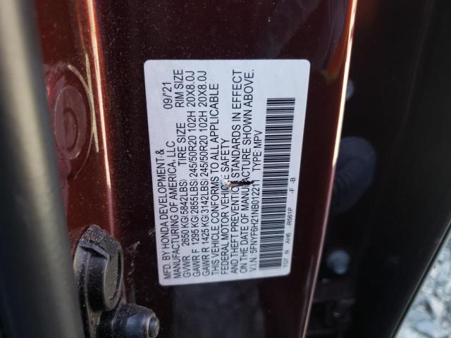 Photo 11 VIN: 5FNYF6H21NB012211 - HONDA PILOT SE 