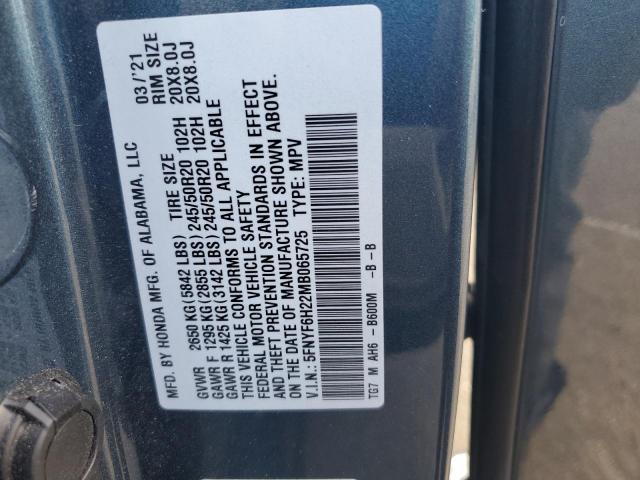 Photo 12 VIN: 5FNYF6H22MB065725 - HONDA PILOT SE 