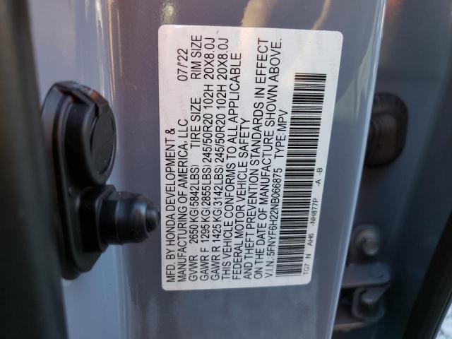 Photo 9 VIN: 5FNYF6H22NB066875 - HONDA PILOT SE 