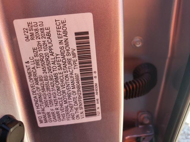 Photo 9 VIN: 5FNYF6H23NB046697 - HONDA PILOT SE 