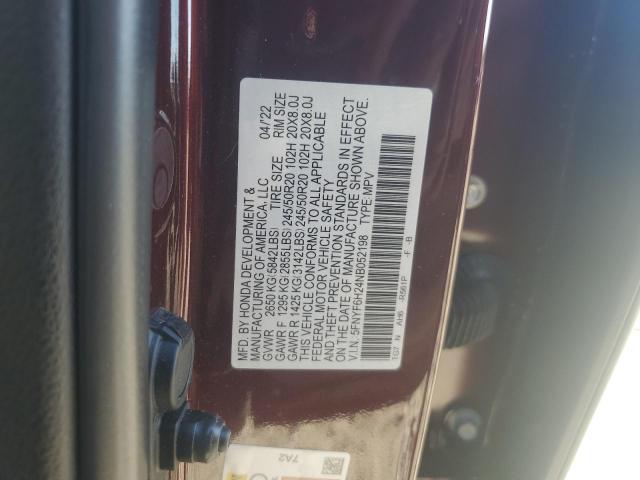 Photo 12 VIN: 5FNYF6H24NB052198 - HONDA PILOT SE 