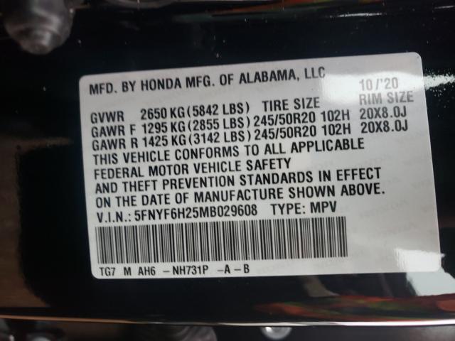 Photo 9 VIN: 5FNYF6H25MB029608 - HONDA PILOT SE 