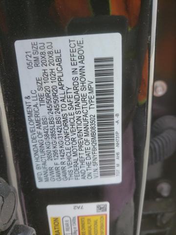 Photo 9 VIN: 5FNYF6H26MB083502 - HONDA PILOT SE 