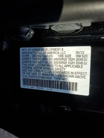 Photo 12 VIN: 5FNYF6H27NB078200 - HONDA PILOT 