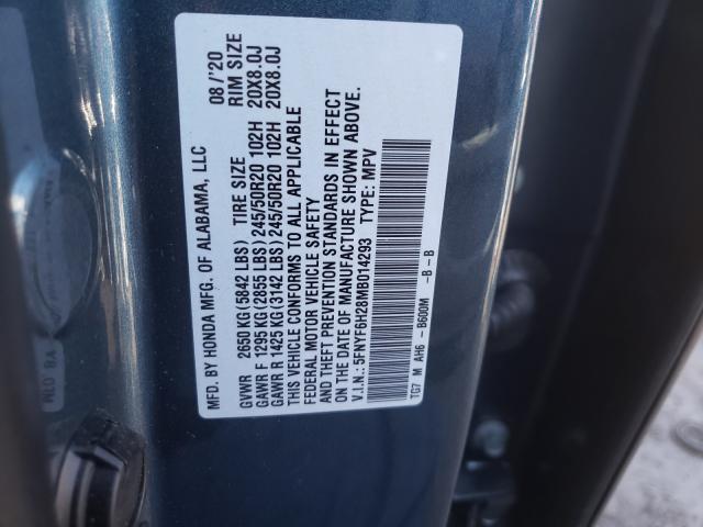 Photo 9 VIN: 5FNYF6H28MB014293 - HONDA PILOT SE 