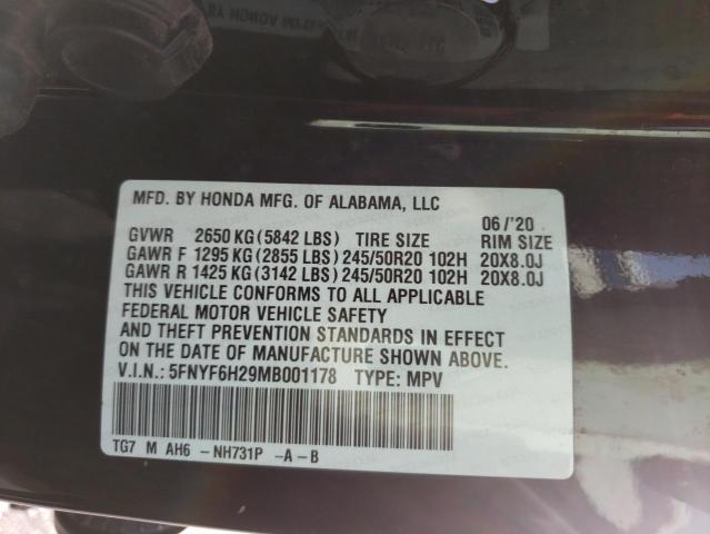 Photo 9 VIN: 5FNYF6H29MB001178 - HONDA PILOT SE 