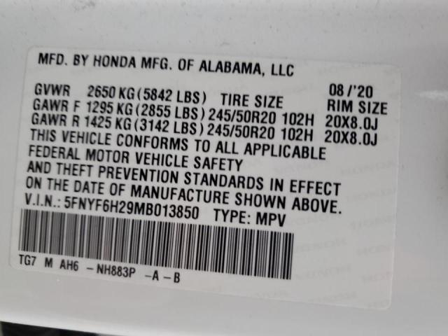 Photo 12 VIN: 5FNYF6H29MB013850 - HONDA PILOT SE 