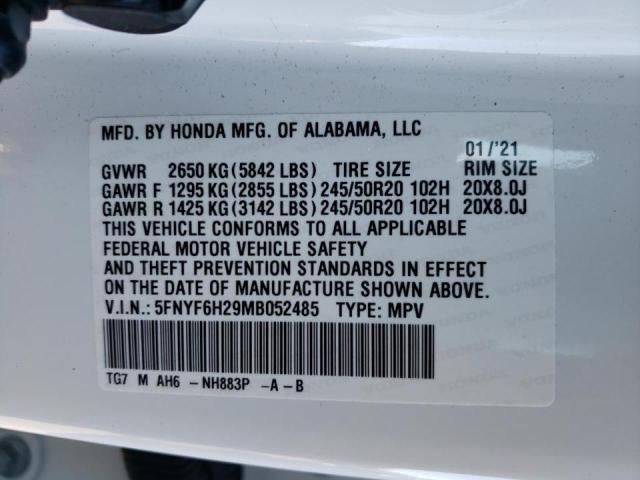 Photo 9 VIN: 5FNYF6H29MB052485 - HONDA PILOT SE 