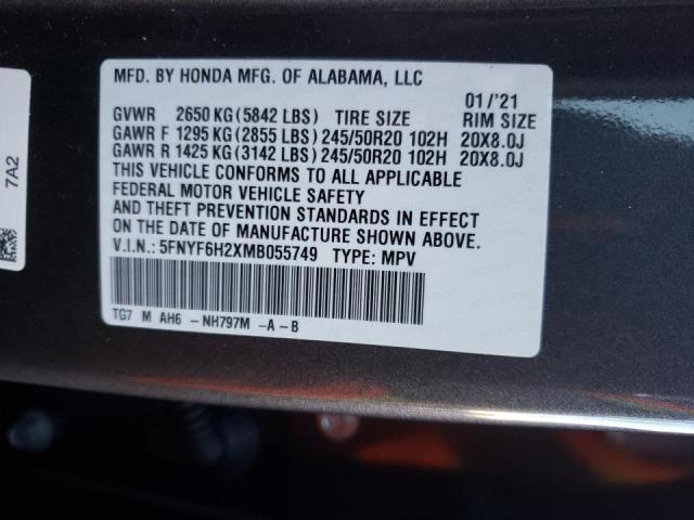 Photo 9 VIN: 5FNYF6H2XMB055749 - HONDA PILOT SE 