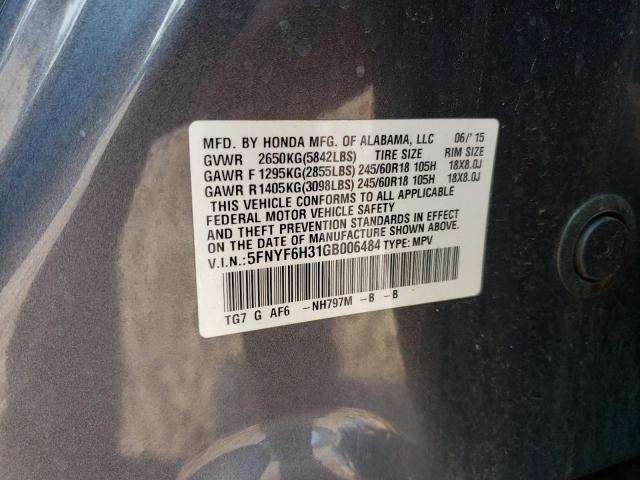 Photo 12 VIN: 5FNYF6H31GB006484 - HONDA PILOT EX 