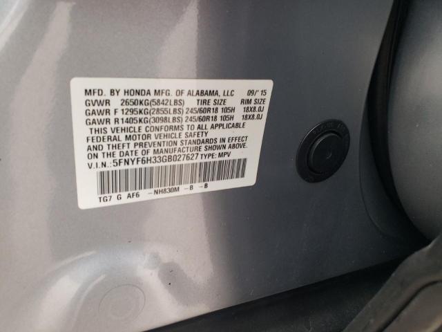 Photo 12 VIN: 5FNYF6H33GB027627 - HONDA PILOT EX 