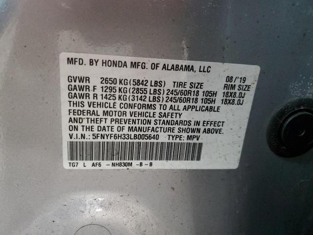 Photo 11 VIN: 5FNYF6H33LB005640 - HONDA PILOT 