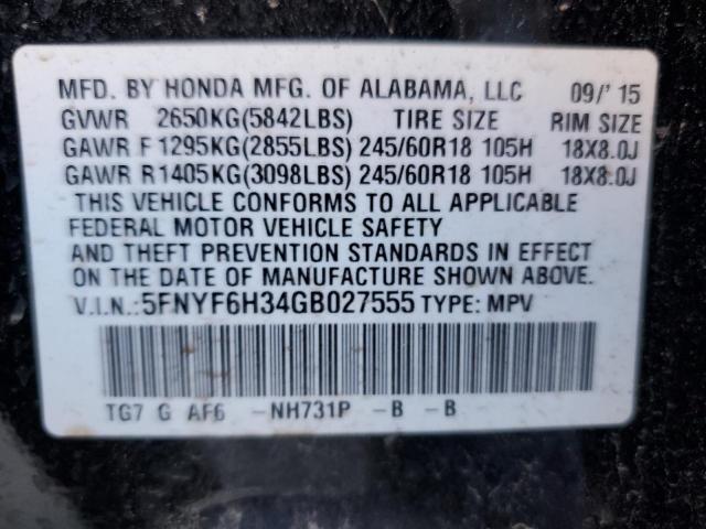 Photo 9 VIN: 5FNYF6H34GB027555 - HONDA PILOT EX 