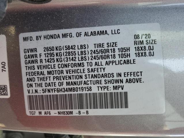 Photo 12 VIN: 5FNYF6H34MB019158 - HONDA PILOT EX 