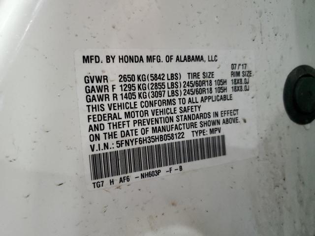 Photo 13 VIN: 5FNYF6H35HB058122 - HONDA PILOT 