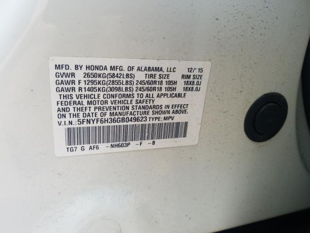 Photo 9 VIN: 5FNYF6H36GB049623 - HONDA PILOT EX 