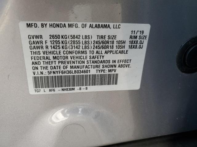 Photo 12 VIN: 5FNYF6H36LB034601 - HONDA PILOT EX 