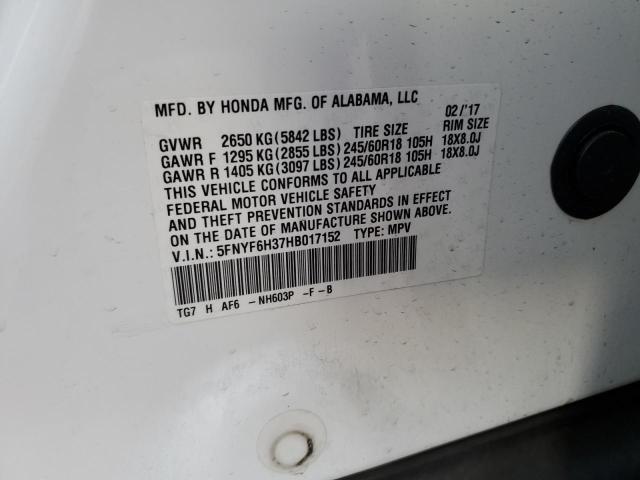 Photo 11 VIN: 5FNYF6H37HB017152 - HONDA PILOT 