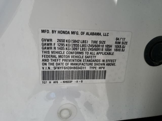 Photo 13 VIN: 5FNYF6H39HB034311 - HONDA PILOT 