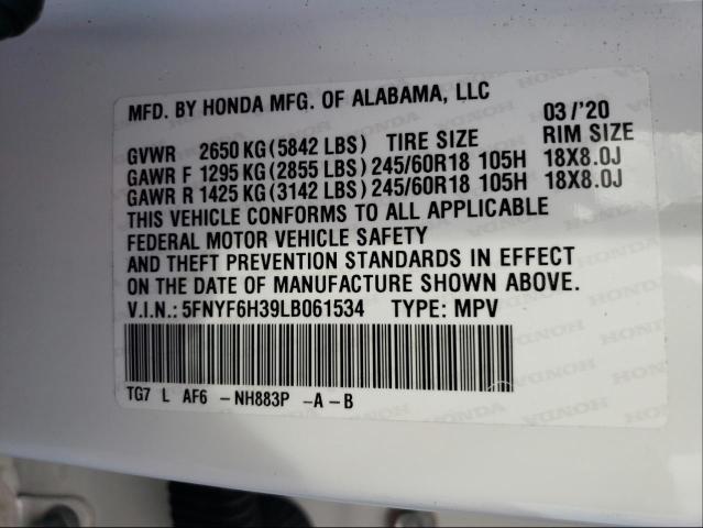 Photo 9 VIN: 5FNYF6H39LB061534 - HONDA PILOT EX 