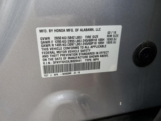 Photo 12 VIN: 5FNYF6H3XJB020441 - HONDA PILOT 