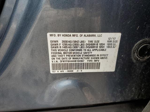 Photo 12 VIN: 5FNYF6H44HB104967 - HONDA PILOT 