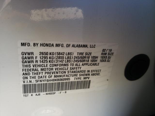 Photo 9 VIN: 5FNYF6H48KB060995 - HONDA PILOT EXL 