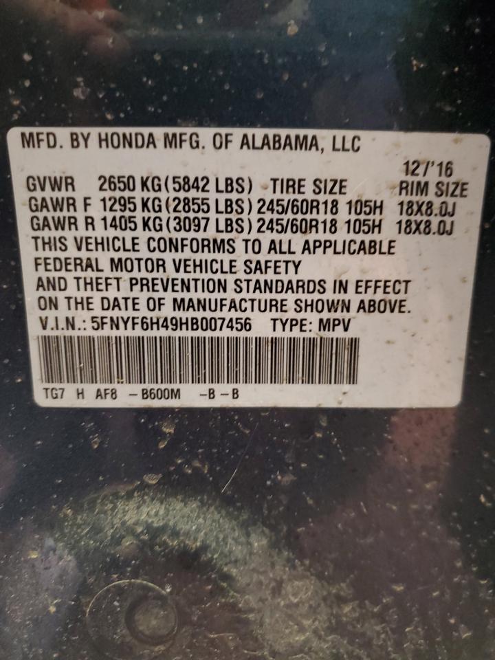 Photo 13 VIN: 5FNYF6H49HB007456 - HONDA PILOT 