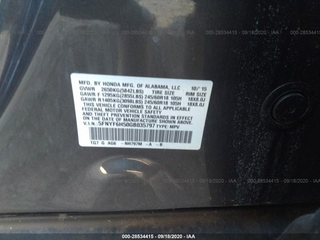 Photo 8 VIN: 5FNYF6H50GB035797 - HONDA PILOT 