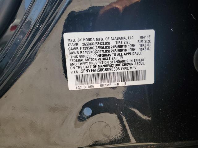 Photo 12 VIN: 5FNYF6H50GB098396 - HONDA PILOT EXL 